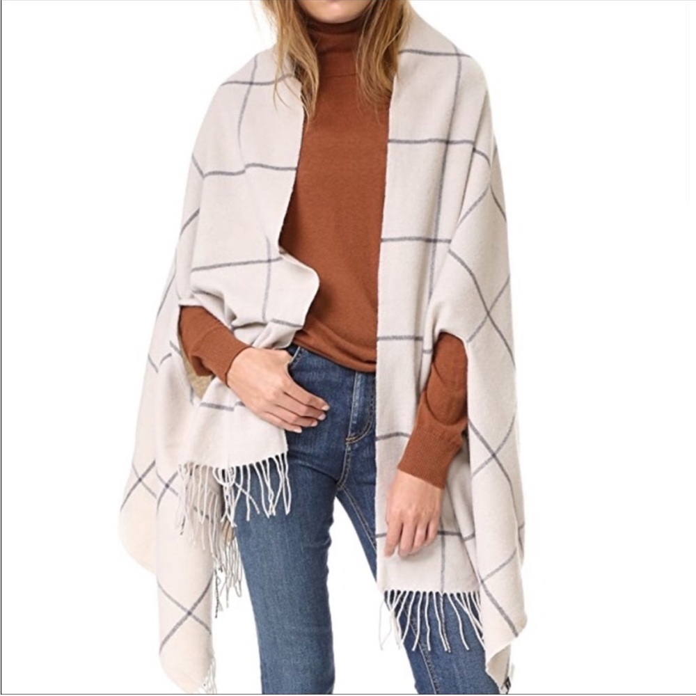 Madewell Wool Windowpane Scarf Cape